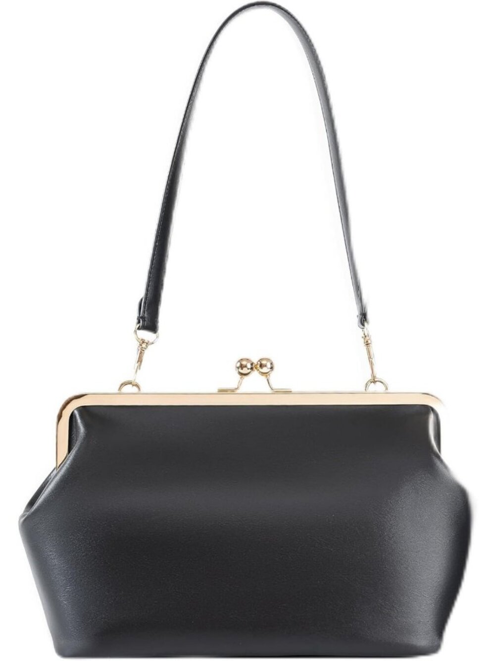 Stylish Large Leather Kiss Lock Handbag & Clutch Tote for Women - Versatile